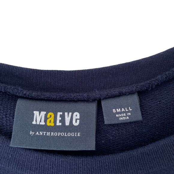 Maeve Anthropologie Riviera Dark Blue Short Sleeve Top Swimmers small - Picture 3 of 7